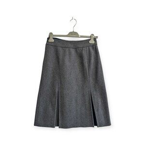 Miu Miu Gray Wool Pleated A-Line Skirt IT 44 (Early 2000s)